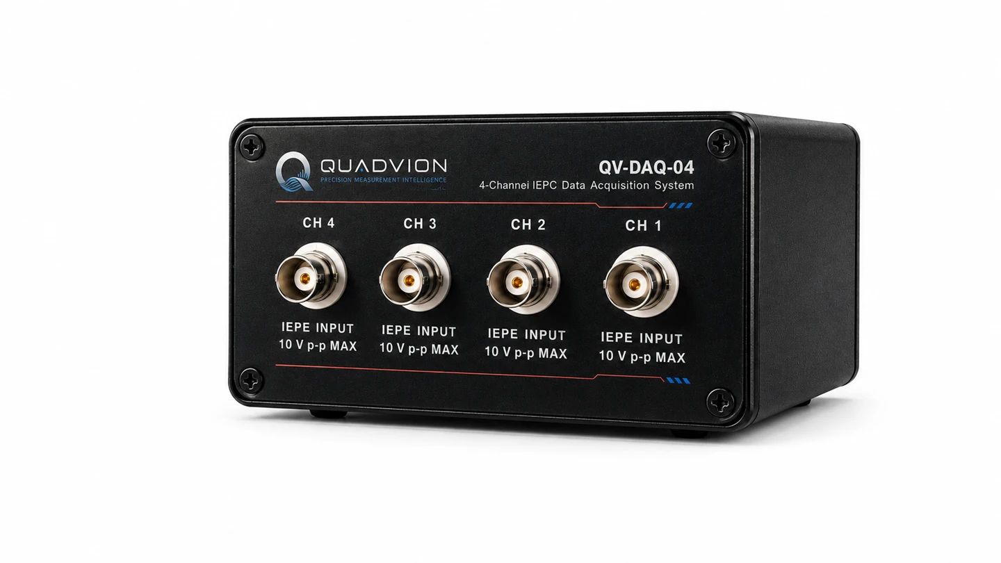 QV-DAQ-04 instrument with four BNC vibration inputs